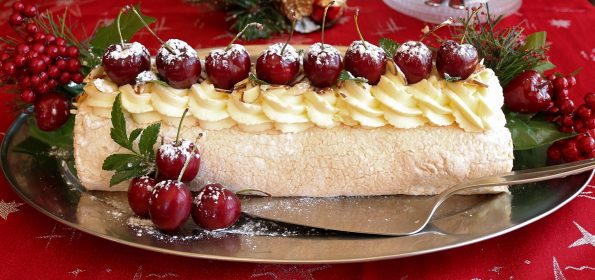 Cherry & Marscapone Cream Pavalova Roll